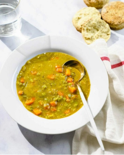 Extra Virgin Olive Oil And Vegetarian Split Pea Soup