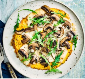 Open Faced Omlette With Garlic Mushrooms And Taleggio