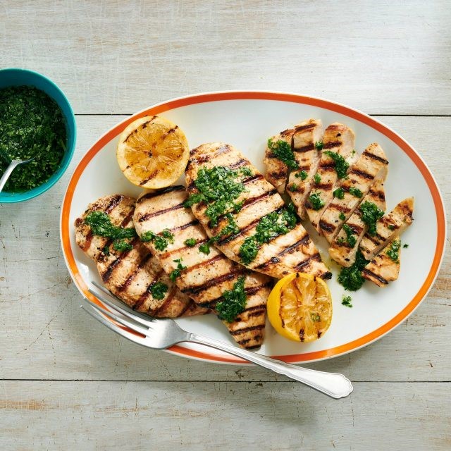 Alfreso Meals Grilled Chicken Breasts With Chimichurri Sauce